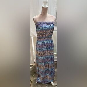Forever 21 - Multicolored Strapless Maxi Dress Size Medium